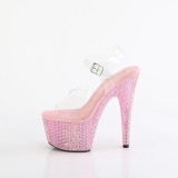 Roze 18 cm BEJEWELED-708RRS paaldans schoenen hoge hakken met strass plateau