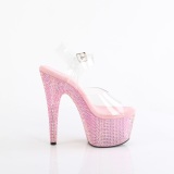 Roze 18 cm BEJEWELED-708RRS paaldans schoenen hoge hakken met strass plateau