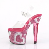 Roze 18 cm LOVESICK-708HEART damesschoenen hoge hak Glinsterende Steentjes