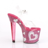 Roze 18 cm LOVESICK-708HEART damesschoenen hoge hak Glinsterende Steentjes