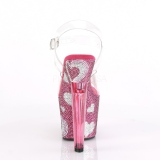 Roze 18 cm LOVESICK-708HEART damesschoenen hoge hak Glinsterende Steentjes