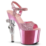 Roze 18 cm Pleaser REVOLVER-709G High Heels Chroom Plateau