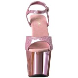 Roze 18 cm Pleaser REVOLVER-709G High Heels Chroom Plateau