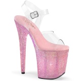 Roze 20 cm 808RRS paaldans schoenen hoge hakken met strass plateau