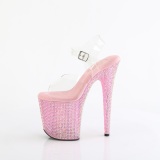 Roze 20 cm 808RRS paaldans schoenen hoge hakken met strass plateau