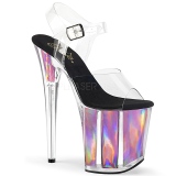 Roze 20 cm FLAMINGO-808HGI Hologram plateau hoge hakken
