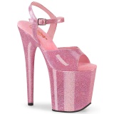 Roze 20 cm FLAMINGO-809GP glitter plateau hoge hakken