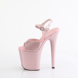 Roze 20 cm FLAMINGO-809GP glitter plateau hoge hakken