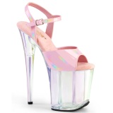 Roze 20 cm FLAMINGO-809HT Hologram plateau hoge hakken