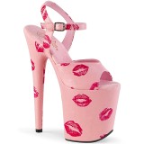 Roze 20 cm FLAMINGO-809KISSES pleaser hoge hakken met plateau