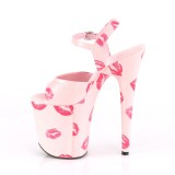 Roze 20 cm FLAMINGO-809KISSES pleaser hoge hakken met plateau