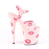 Roze 20 cm FLAMINGO-809KISSES pleaser hoge hakken met plateau