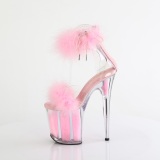 Roze 20 cm FLAMINGO-824F pole dance hakken met veren