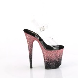 Roze 20 cm FLAMINGO glitter plateau hoge hakken