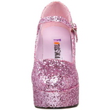 Roze Glitter 11 cm MARYJANE-50G Plateau Pumps Mary Jane