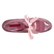 Roze Glitter 14,5 cm TEEZE-10G Concealed burlesque naaldhak pumps met puntneus