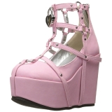 Roze Kunstleer 13 cm POISON-25-2 lolita enkellaarzen met sleehakken