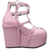 Roze Kunstleer 13 cm POISON-25-2 lolita enkellaarzen met sleehakken