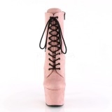 Roze Kunstleer 18 cm ADORE-1020FS enkellaarsjes met veters