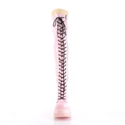 Roze Lakleer 11,5 cm SHAKER-374 overknee laarzen met veters
