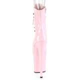 Roze Lakleer 20 cm FLAMINGO-1021 dames enkellaarsjes met plateauzool