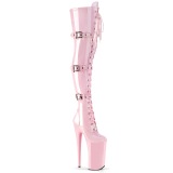 Roze Lakleer 25,5 cm BEYOND-3028 super hoge hakken - extreme overknee laarzen