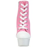 Roze Neon 15 cm DELIGHT-600SK-02 canvas sneakers met hoge hakken