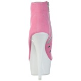 Roze Neon 15 cm DELIGHT-600SK-02 canvas sneakers met hoge hakken