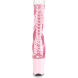 Roze Transparant 20 cm FLAMINGO-800-34 paaldans enkellaarsjes met hoge hakken