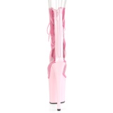 Roze Transparant 20 cm FLAMINGO-800-34 paaldans enkellaarsjes met hoge hakken