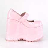 Roze Vegan 15 cm WAVE-32 gothic mary jane pumps met wedge plateau