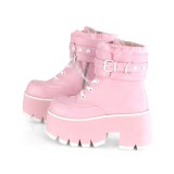 Roze Vegan 9 cm ASHES-57 lolita enkellaarzen met blokhak en plateau