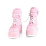 Roze Vegan 9 cm ASHES-57 lolita enkellaarzen met blokhak en plateau