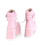 Roze Vegan 9 cm ASHES-57 lolita enkellaarzen met blokhak en plateau