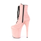 Roze faux suede 20 cm FLAMINGO-1020FS paaldans enkellaarsjes