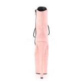 Roze faux suede 20 cm FLAMINGO-1020FS paaldans enkellaarsjes