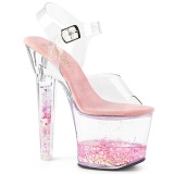 Roze glitter 18 cm LOVESICK-708GH paaldans schoenen met hoge hakken