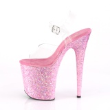Roze glitter 20 cm FLAMINGO-808CF paaldans schoenen met hoge hakken