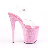 Roze glitter 20 cm FLAMINGO-808CF paaldans schoenen met hoge hakken