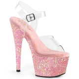 Roze glitter plateau 18 cm ADORE-708LG pole dance schoenen met hoge hakken