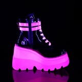 Roze neon 11,5 cm SHAKER-52 cyberpunk plateau enkellaarzen