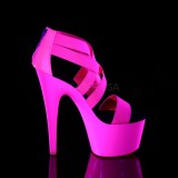 Roze neon 18 cm Pleaser ADORE-769UV paaldans schoenen met hoge hakken