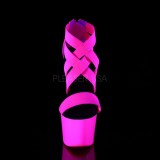 Roze neon 18 cm Pleaser ADORE-769UV paaldans schoenen met hoge hakken