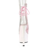 Roze plateau 18 cm ADORE-1018C transparante hakken - pole dance enkellaarsjes