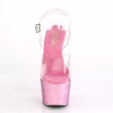 Roze plateau 18 cm ADORE-708CF transparante hakken - pole dance schoenen