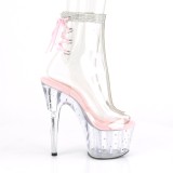 Roze plateau 18 cm STARDUST-1018C-2RS transparante hakken - pole dance enkellaarsjes