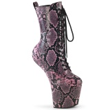 Roze slangenpatroon 20 cm CRAZE-1040SP pony hakken - pole dance enkellaarzen