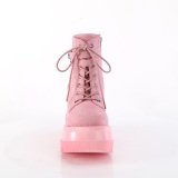 Roze suede 11,5 cm SHAKER-52 demoniacult sleehakken boots met plateau