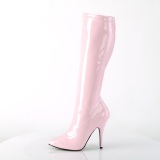 Roze varnished patent boots 13 cm SEDUCE-2000 pointed toe stiletto boots