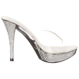 Silver 11,5 cm ELEGANT-401 Rhinestones platform mules womens